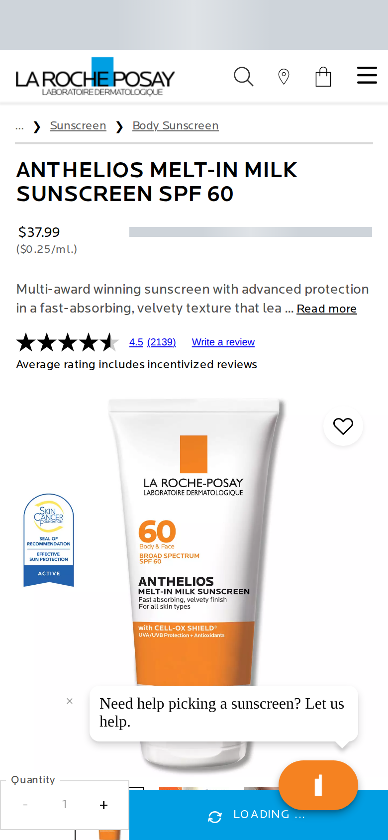 La Roche-Posay's official Anthelios Melt-in Milk page