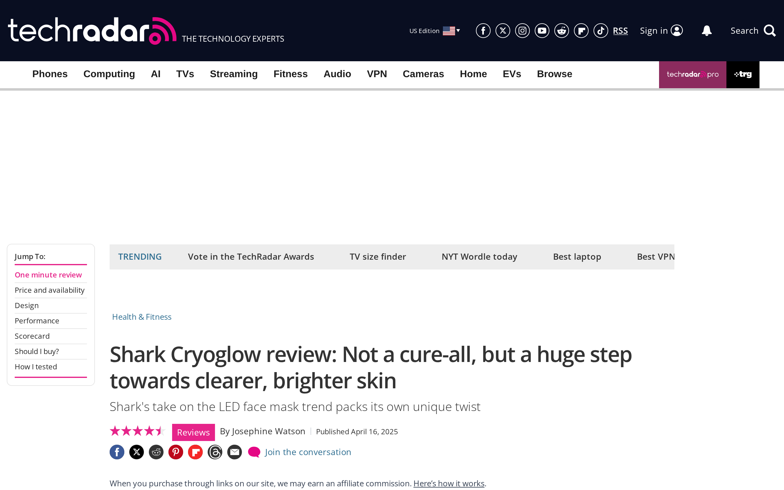 TechRadar review of the Shark Cryoglow: Not a cure-all, but a huge step towards clearer, brighter skin