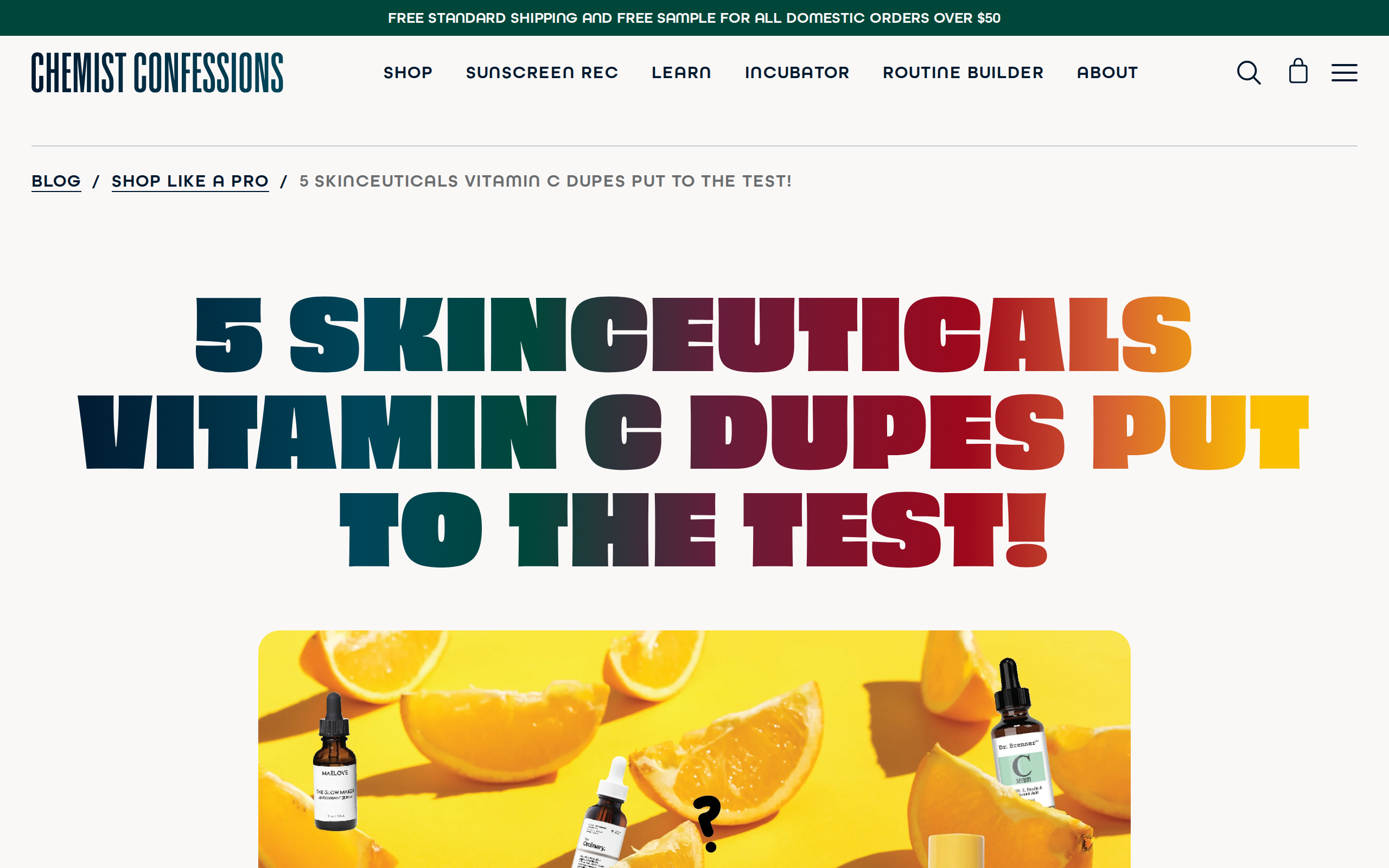 Chemist Confessions dupe test article